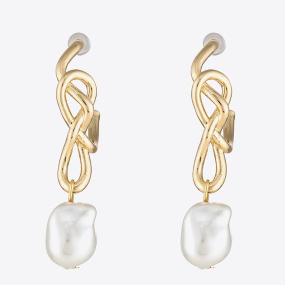 18K Gold Plated Pearl Drop Earrings For Women - Picture 4 of 4